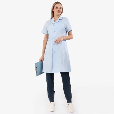 China New Design Comfortable Blue Care-scrub Short Sleeve Lab Coat for sale