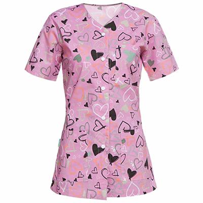 China Breathable Nurse Designs Scrubs Manufacturer 4 Fashionable Way Stretch Printed Scrub for sale