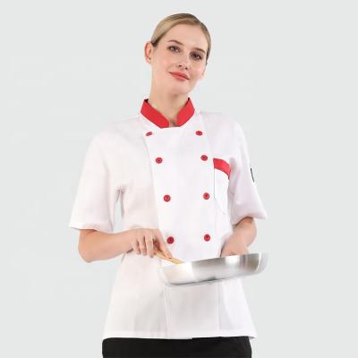 China Breathable Cooking Clothing Long Sleeve White Chef Uniform Jacket For Women for sale