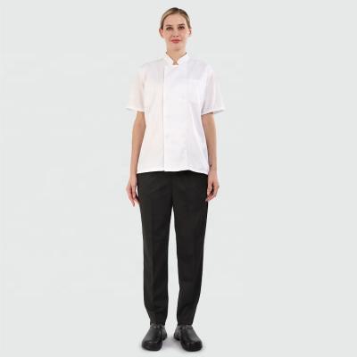 China Work Wear Breathable Short Sleeve Womens Breathable Chef Coat For Hot Summer for sale