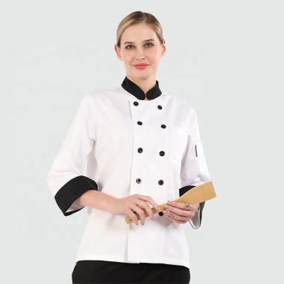 China Breathable Multi Pocket Workwear Coat Chef Top Kitchen Uniform For Women for sale