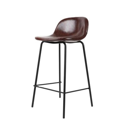 China 360 Degree Rotating Backrest Metal Frame Comfortable Leather Upholstered Kitchen Chair High Bar Chair Modern Leather Bar Stools Metal Barstool for sale