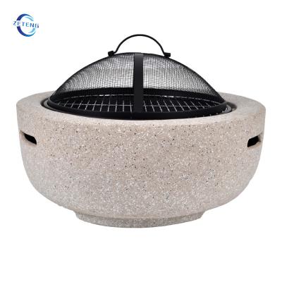 China ZT Stocked 24 INCH Outdoor Round MgO Garden Fire Mine Oxide Magnesium Wood Burning Stoves FirePits for sale