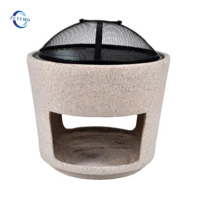 China Pit Round Garden Magnesium Oxide Outdoor Wood Fire MgO Fire Pit Stocked Burning BBQ Table Grill for sale