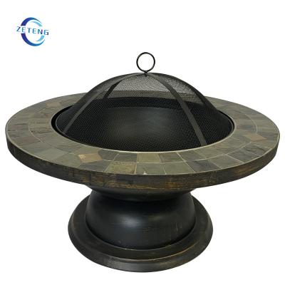 China ZT Outdoor Garden Firepit Stone Concrete Stored Wood Burning Round Fire Pit Concrete Fire Pit for sale