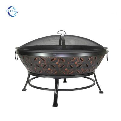 China Black Wood Burning Fire Bowl Stored Around Metal Fire Pit Portable Outdoor Fire Pit for sale