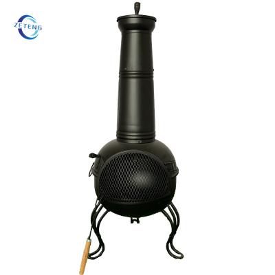 China ZT Black Chiminea Stored Pit Backyard Steel Wood Fire and Outdoor Patio Fire Chimney Warm Up for sale