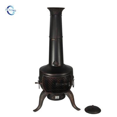 China Outdoor Iron Burning Stored Heater Solid Chiminea Garden Wood Cast Iron Fireplace Chiminea Patio Case for sale