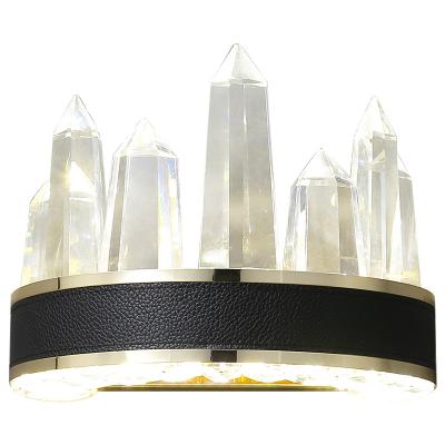 China Factory High Quality Leather Functional Decorative Crystal Housing Led Wall Lamps Modern Directly Indoor Competing Price for sale