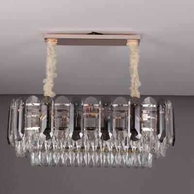 China Luxury Contemporary New Arrival The Lastest Long 2021 Modern Brown Crystal Chandelier For Church Pendant Lights for sale