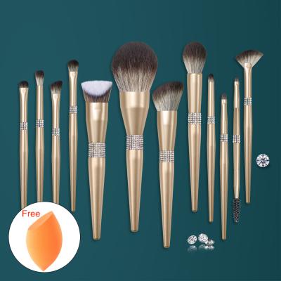 China BUEART Eyeshadow Brush Gold Private Label Makeup Brush and Luxury Bling Makeup Brush Box Holder with Free Makeup Blast for sale