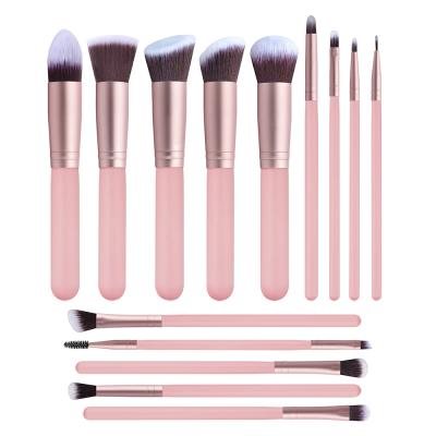 China Angular Blush BUEART 14pcs makeup set brush base private label logo custom vegan cruelty free pink synthetic for sale