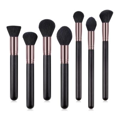 China Angular Blush On Sale BUE Rose Gold Makeup Brush Set 7 Pieces Natural Brush Makeup Brush Goat Hair for sale