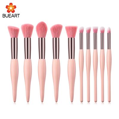 China Angular Blush Maker Private Label Cosmetic Make Up Brushes Pink Color 10pcs Brush Set Makeup for sale