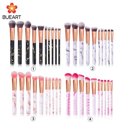 China Custom Flat Brush Marble 10pcs Makeup Brush, Pro Art Makeup Set Brush High Quality Cosmetic Private Label for sale