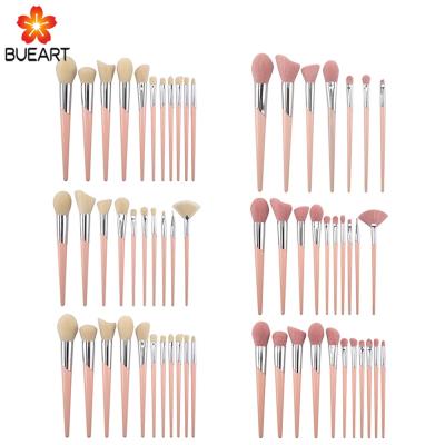 China Angular Blush 11pcs/10cps /7pcs Professional High End Soft Synthetic Hair Private Label Makeup Pink Brush Set for sale