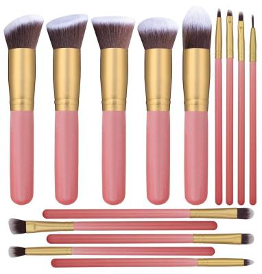 China Angular Blush New 14 Pcs Premium Synthetic Makeup Brushes Kabuki Makeup Set Brush Cosmetics Foundation Blend Blush Eyeliner Powder Brush for sale