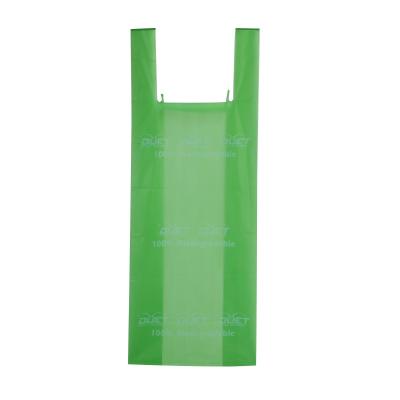 China BIODEGRADABLE PLA 100% Cornstarch Plastic Shopping Bag Eco Friendly Biodegradable Compostable T-shirt Type On Roll for sale