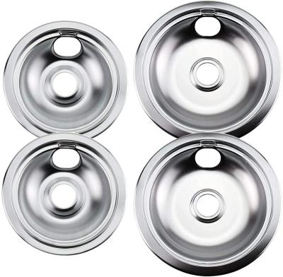 China 4 Pack Commercial Stainless Steel Reflector Rolls Universal Drip Pan Kits Gas Stove Burner Rings For Frigidaire Kenmore 5304430150 for sale