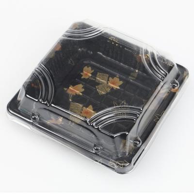 China Wholesale Delivery Disposable Tray Of Greaseproof Custom Printed Take Out Disposable Plastic Sushi Box Container for sale