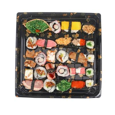 China Disposable High Quality Wholesale Goods Black Takeaway Sushi Lunch Plastic Box for sale