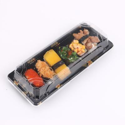 China Plastic Buckle Packaging Plastic Box Cardboard Custom Logo Sushi Takeaway Box For Sushi for sale