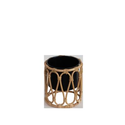 China New promotion 2021 viable hot nordic fashion retro style handmade iron and rattan flower pot for sale