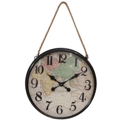 China Antique Style China Manufacturer Modern Map Wall Clocks Suitable For Home Wall Decoration for sale