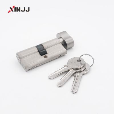 China 60-100mm Modern Super Safe European Best Solid Brass Single Core Door Lock Open Core (Satin Nickel) for sale