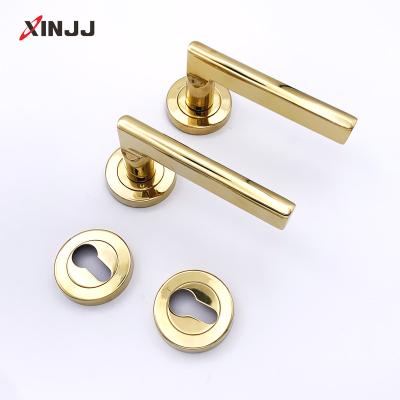 China Modern Luxury / Golden Security Lock Handle Door Bedroom Entrance Split Lock Core Door Furniture Interior Door Handle Mute Lock 127*53mm for sale