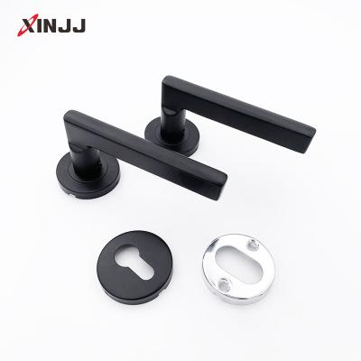 China Modern Matte Black Bedroom Door Handle Lock Security Entry Split Lock Core Door Furniture Interior Door Handle Mute Lock for sale