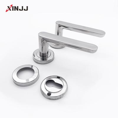 China Modern Mirror Bedroom Door Handle Lock Steel Security Entry Split Lock Core Door Furniture Interior Door Handle Mute Lock for sale