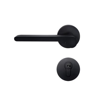 China Modern Matte Black Bedroom Door Handle Lock Security Entry Split Lock Core Door Furniture Interior Door Handle Mute Lock for sale