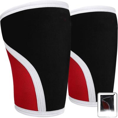 China AJ 19458 Nylon Custom 7mm Knee Braces Knee Compression Neoprene Compression Support Knee Sleeve Black Red For Fitness And Powerlifting for sale