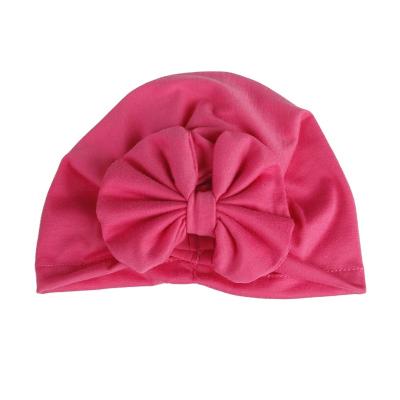 China Organic Baby Checked Cotton 19069 Beanie Hats With Big Bowknots for sale