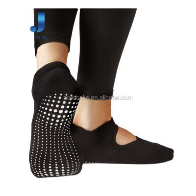 China Custom AJ1808 Non Slip Wholesale Women Anti-slip Cotton Black Yoga Ballet Socks for sale