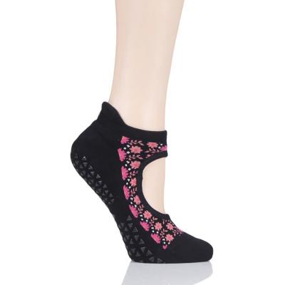 China New Arrival AJ19481 Custom Made Black Cotton Anti Slip Happy Funny Happy Rose Pattern Anti Slip Sport Ankle Socks For Women for sale