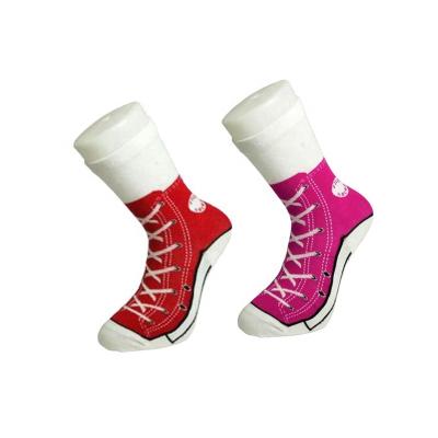 China Breathable AJ KNITTING 18137 Novelty Funny Sneaker Patterned Socks for sale