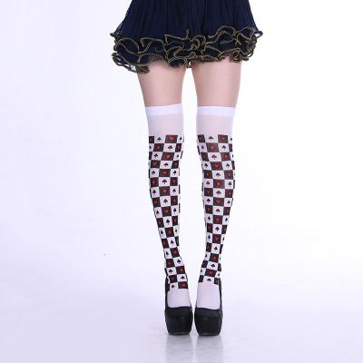 China 19611 Halloween Black Jack Anti-Slip Thigh High Jack Style Print White Low Top for sale