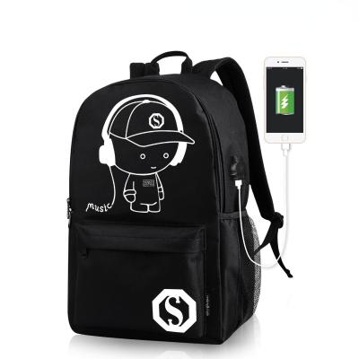 China Korean anti-theft leisure outdoor tide men's women's college computer luminous school bag with usb for sale