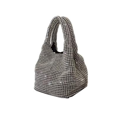 China Trendy Mini Designer Casual Bucket Bag Chain Diamond Tote Bag Woman for sale