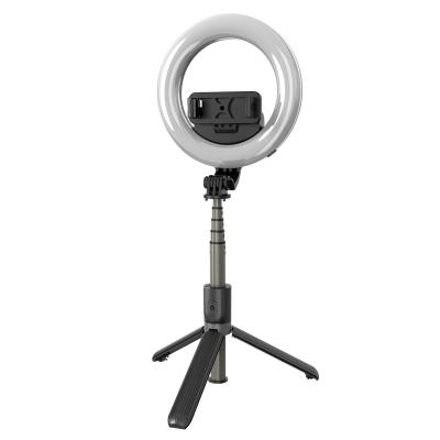 China Fold 2022 Product L07 6Inch Light Radio Selfie Stick Ring Light Tripod With Phone Remote Control Holder for sale