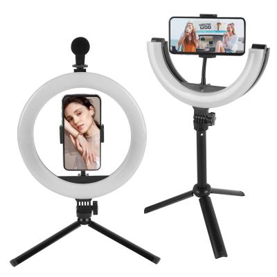 China 10 Inch Mini Foldable Flexible Selfie Led Ring Light Vlogging Kit With Tripod Stand Microphone for sale