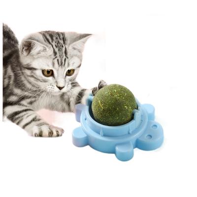 China Rotating Cat Treat Catnip Toys Wall Stocked Ball for Cat Lick Teeth Cleaning for sale