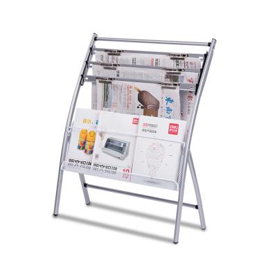 China Foldable Book Journal Used In Stores Shop Shelf Bookshelf Metal Display Magazine Rack for sale