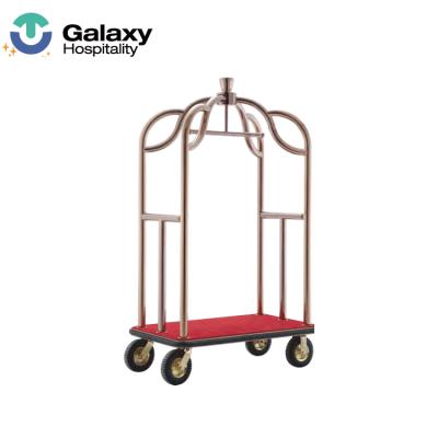 China 2 Fixed Casters Stainless Steel Lobby Luggage Trolley Trolley Hotel Mobile Luggage Carriers And 2 Swivel Casters New Arrival for sale