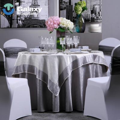 China China Waterproof Factory Price Customize White Hotel Table Linen Fabric Jacquard Table Cloth Around 120 Inches for sale