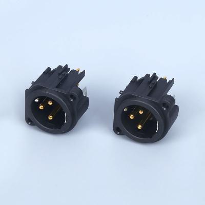 China audio & Video Male 3 Pole Pole PCB Mount XLR(CT) Receptacle Straight Male Connector Vertical Cross NC3MAV-0 for sale