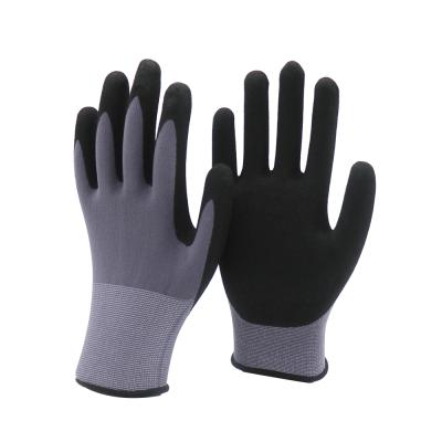 China Sandy Nitrile Gloves Durable Nylon Knitted Nitrile Sandy Coated Gloves Work Gloves for sale