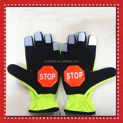 China Traffic Control Gloves Road Safety Reflective Gloves Stop Sign Traffic Control Gloves for sale